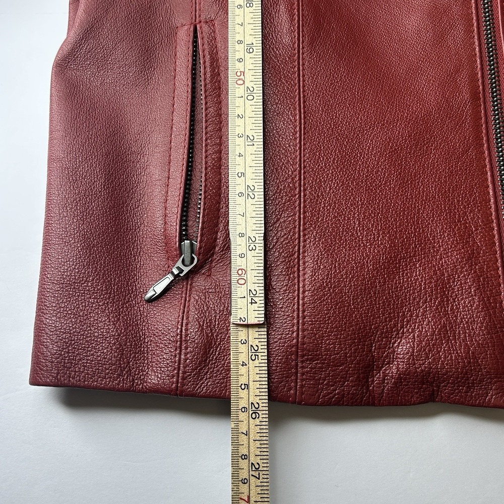 Vintage 90s Wilsons Leather Maxima Jacket Womens L Red Genuine Leather Zip Moto - Picture 7 of 10